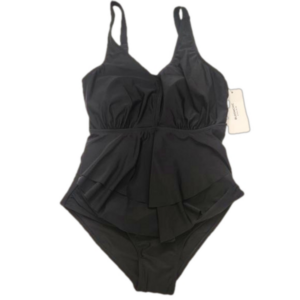 BloomChic solid black one pice swimsuit size 14-16 NWT adjustable straps